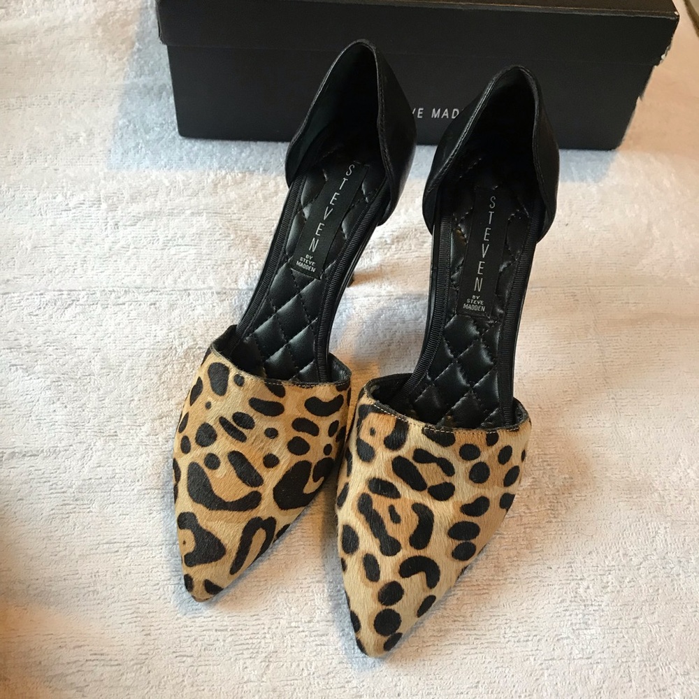 SOLD Steven Madden Vadah Real Fur Leather heels - Picture 3 of 8